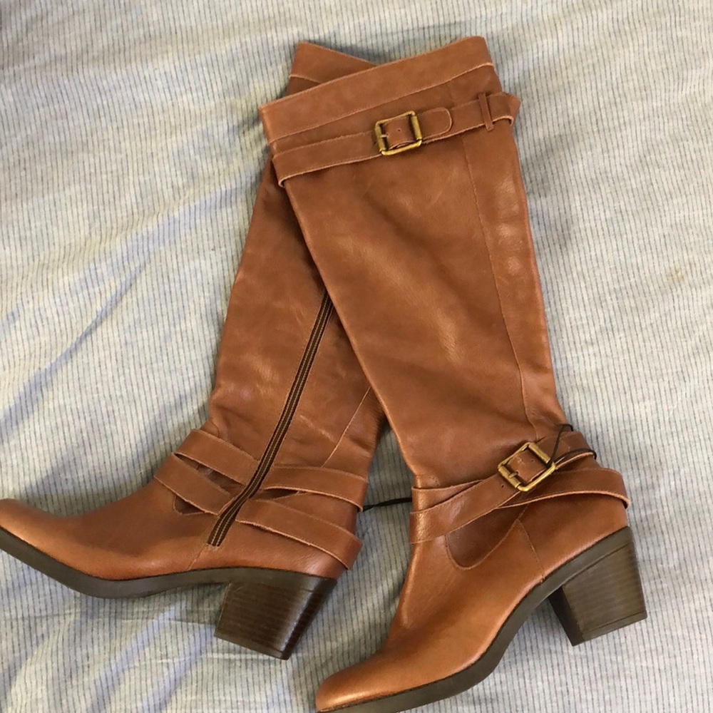Brown knee high boots